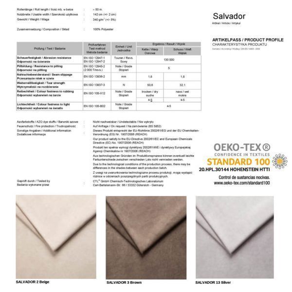 sic coleccion tela salador tecnico y caracteristicas