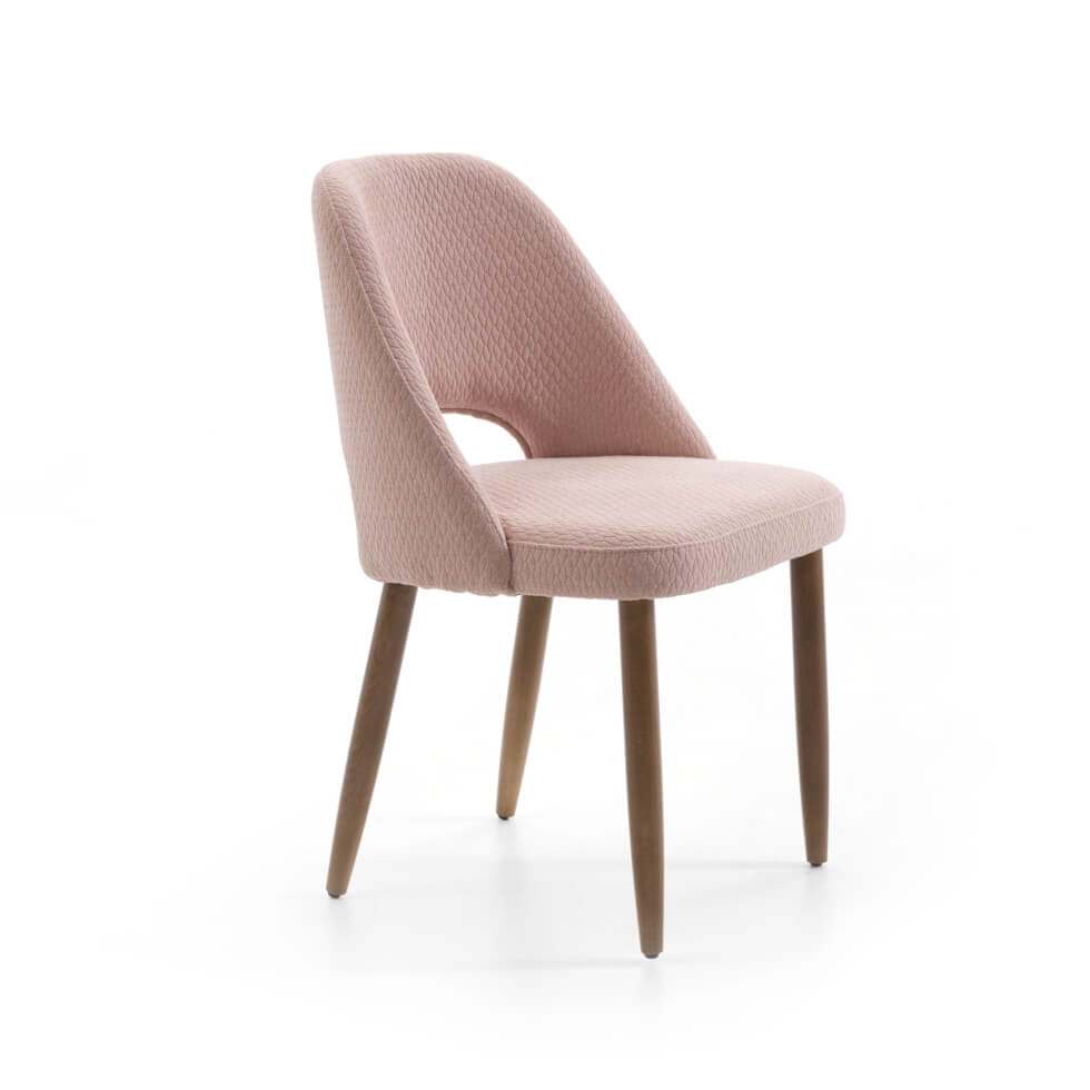 Silla tapizada modelo FENICE moderna con patas en madera Silla tapizada FENICE moderna con patas en madera