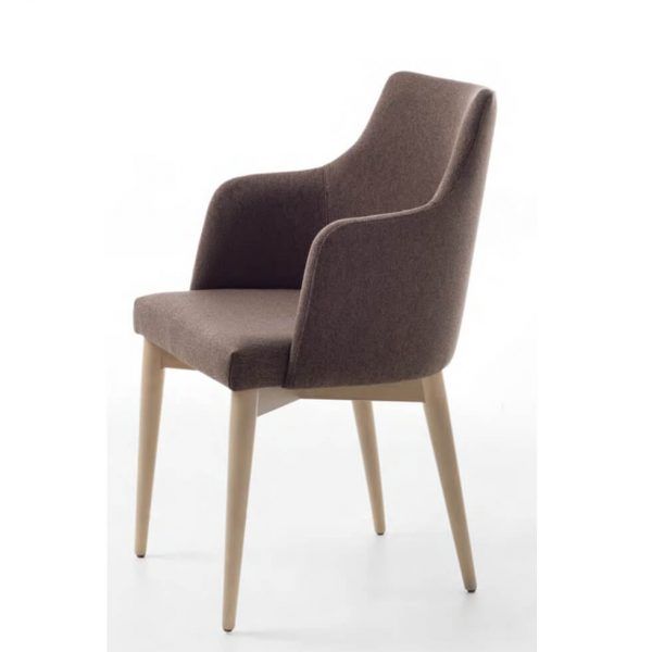 Sillón moderno ross tapizado y patas en madera