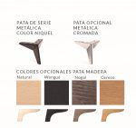 Sofa modernoRebeca asientos deslizantes muestras patas acero y madera Pedro Ortiz
