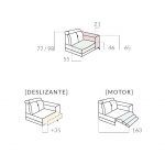 Tecnico medidas modulo sofa moderno Isabel deslizante Pedro Ortiz
