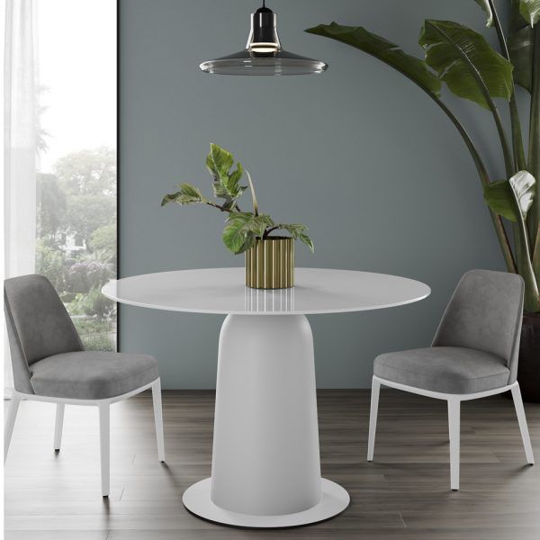 mesa comedor redonda fija boston laca salon cristal