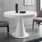 mesa comedor redonda genova extensible central salon moderna haya torneada