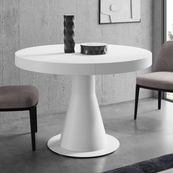 mesa comedor redonda genova extensible central salon moderna haya torneada