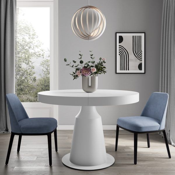 ambiente mesa comedor redonda verona extensible salon columna tornada haya laca