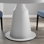 detalle mesa comedor moderna redonda verona haya lacada salon blanca torneada