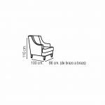 Sillon clasico LAUREN con patas madera medidas