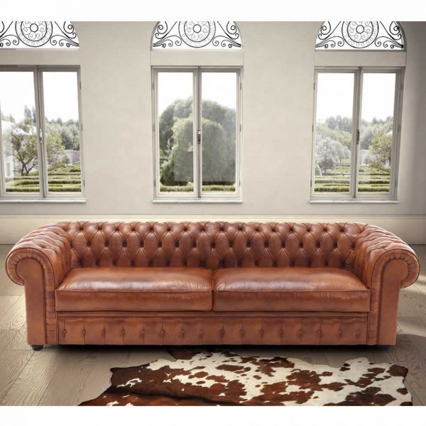 Sofa clasico YAIZA capitone autentico en piel