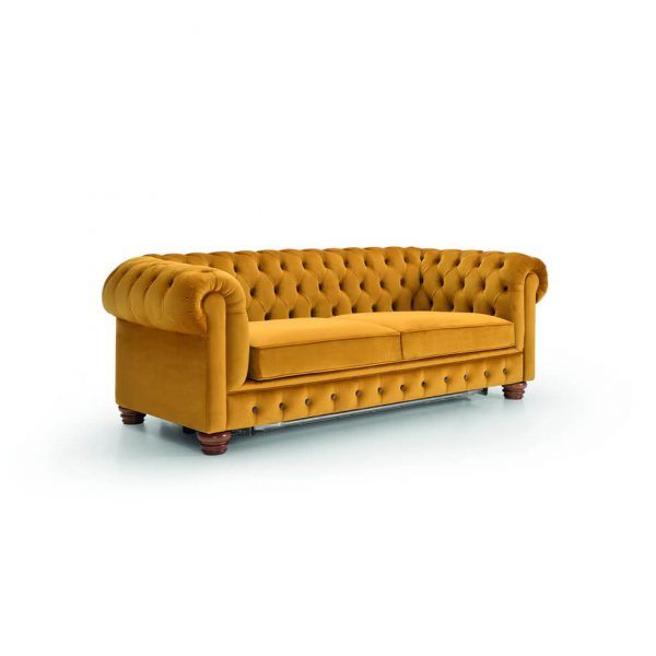 Sofa cama o fijo CHESTE clasico capitoné 3 plazas
