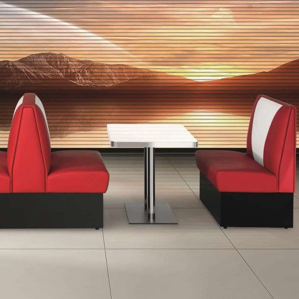 Ambiente bancada hosteleria vintage AMERICA tapizado bicolor