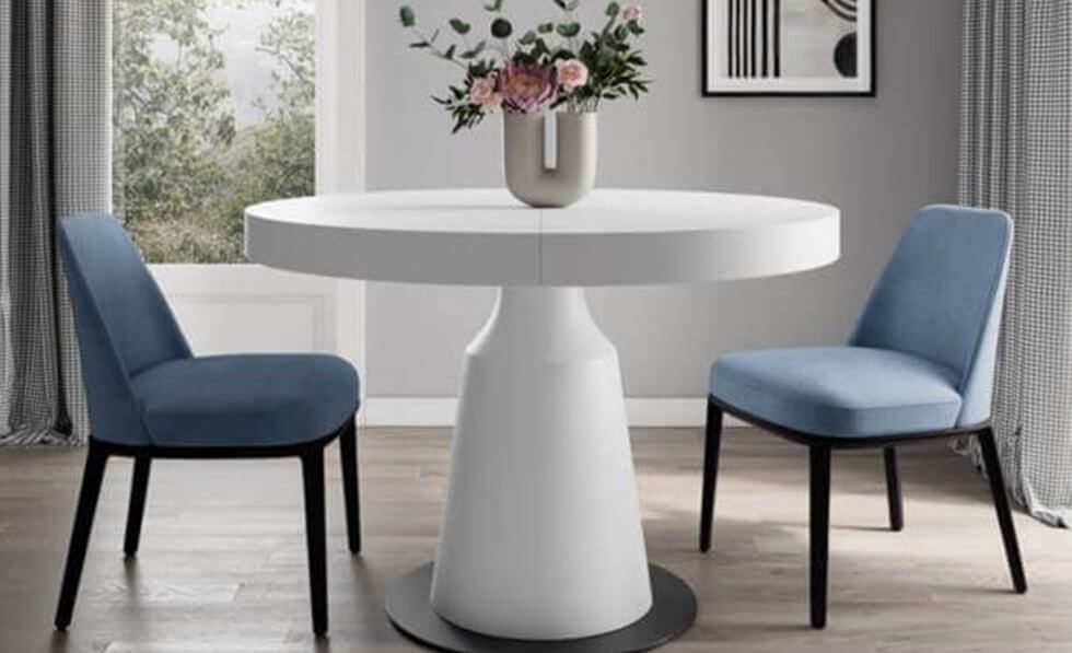 Mesa comedor moderna redonda Verona extensible lacada