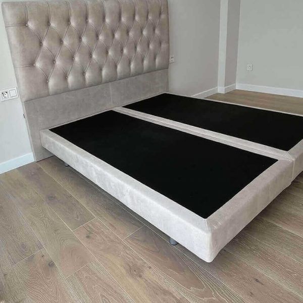 cama moderna tapizada capitone y base gemela dormitorio descanso