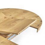 detalle extensible escalon mesa comedor redonda moderna intempo guia chapa natural salon
