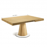 mesa extensible madera sakura cuadrada chapa natural base compacta moderna