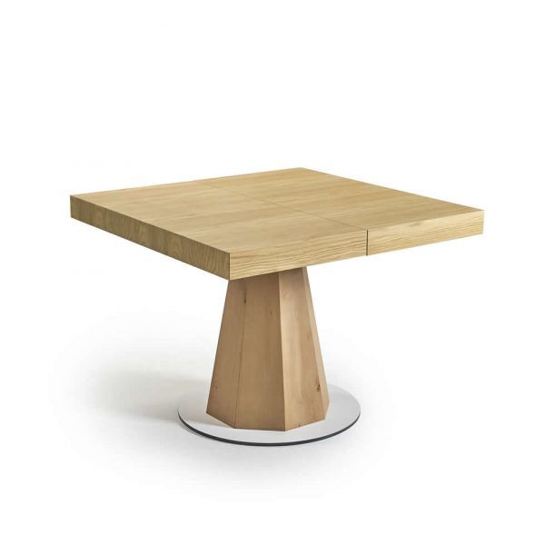 mesa comedor cuadrada intempo extensible moderna salon chapa natural pie octogonal