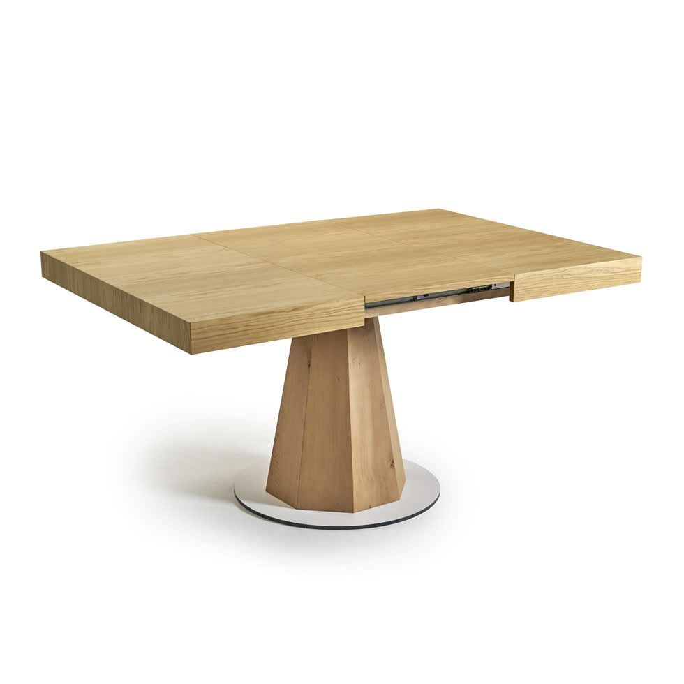 detalle mesa comedor moderna extensible intempo cuadrada salon pie octogonal haya