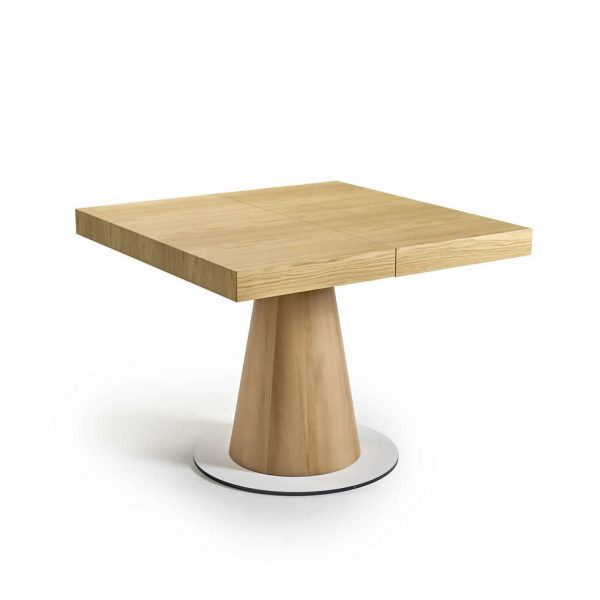 mesa comedor cuadrada sakura moderna con extensible 100x100 chapa natural salon
