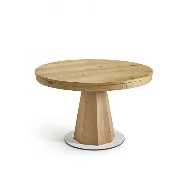 mesa redonda comedor moderna intempo extensible chapa natural salon