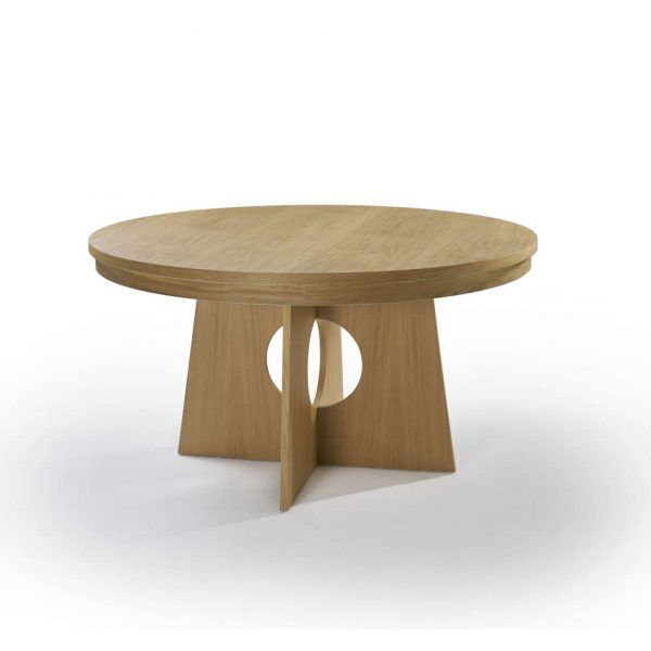 mesa comedor redonda fija kupra salon chapa natural lado