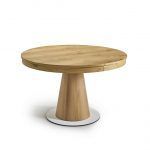 mesa comedor moderna sakura redonda extensible 140 diam chapa natural salon