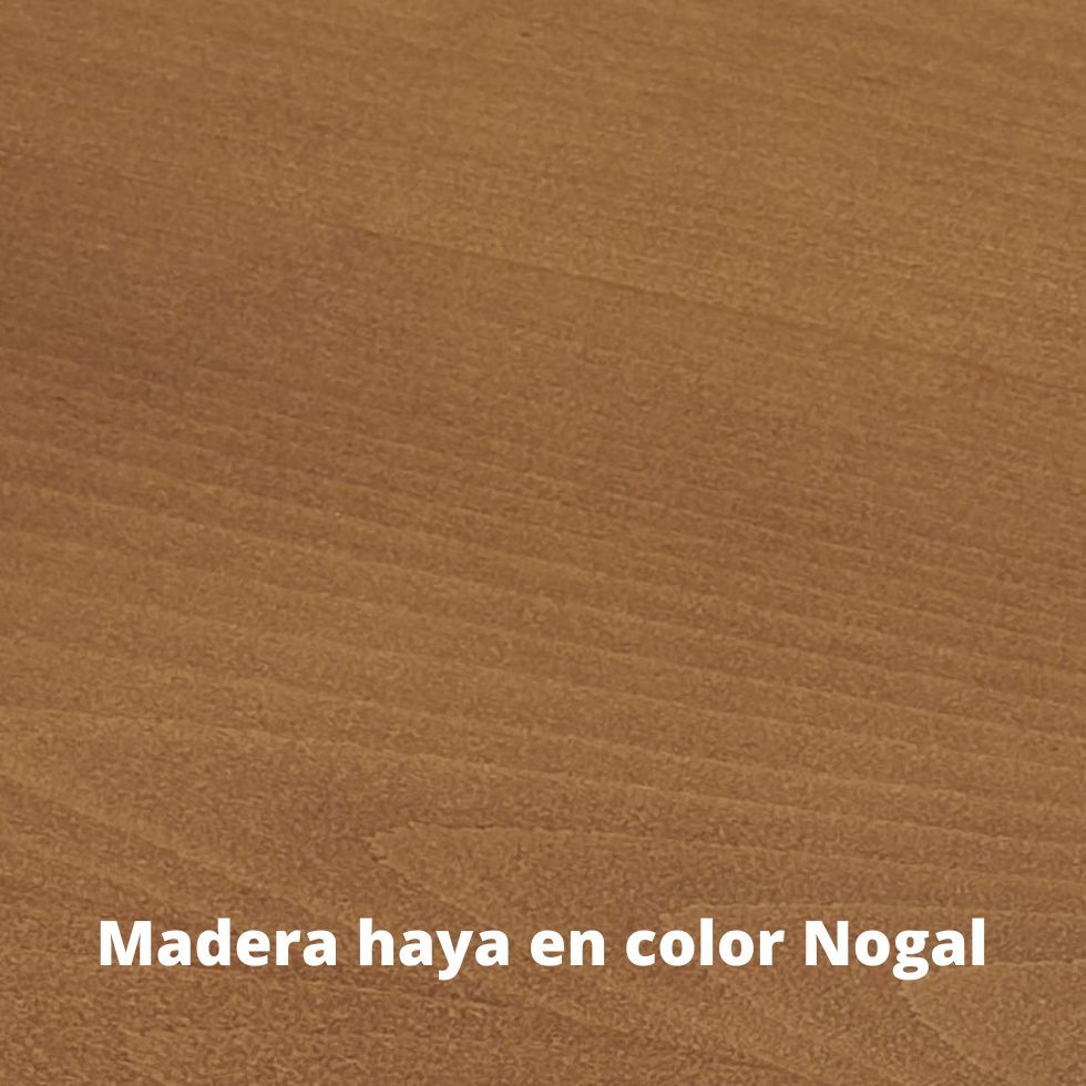 muestra en madera de haya maciza color nogal