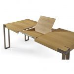 detalle extensible libro mesa comedor rectangular moderna pair chapa natural