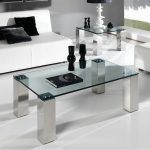 mesa centro rectangular moderna vision inox tapa cristal salon fija