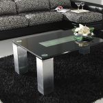 mesa centro moderna fija vision wood laca tapa cristal salon rectangular