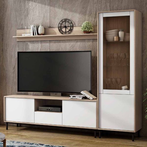 Mueble para salón moderno MENORCA 200 cm. modular en melamina