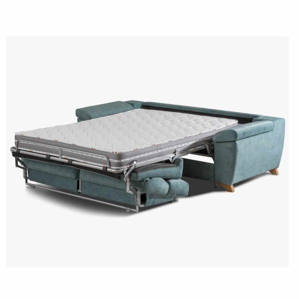 detalle apertura sofa cama moderno estela desenfundable patas madera sistema apertura italiano tapizado confort descanso dormitorio salon