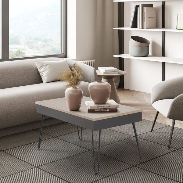 mesa centro moderna elevable keops acero rectangular