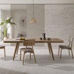 ambiente detalle apertura mesa comedor redonda boheme extensible moderna patas conicas salon moderna