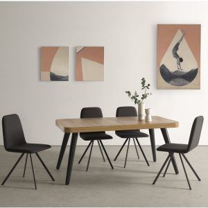 ambiente mesa comedor moderna boheme rectangular extensible moderna patas conicas salon nordico