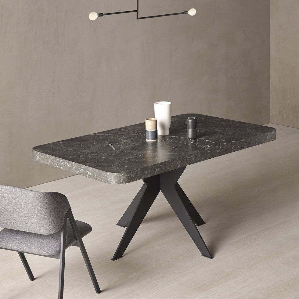 389 CLARA MESA COMEDOR EXT. RECTANG.PATA METALICA DETALLE.980x980IMG mesa comedor moderna rectangular extensible salon porcelanico clara