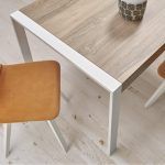 detalle mesa comedor moderna rectangular extensible fabia comedor chapa haya