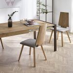 detalle mesa comedor fabia extensible rectangular moderna chapa haya