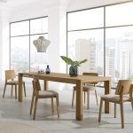 ambiente mesa comedor rectangular extensible moderna fannia chapa natural cuadrada
