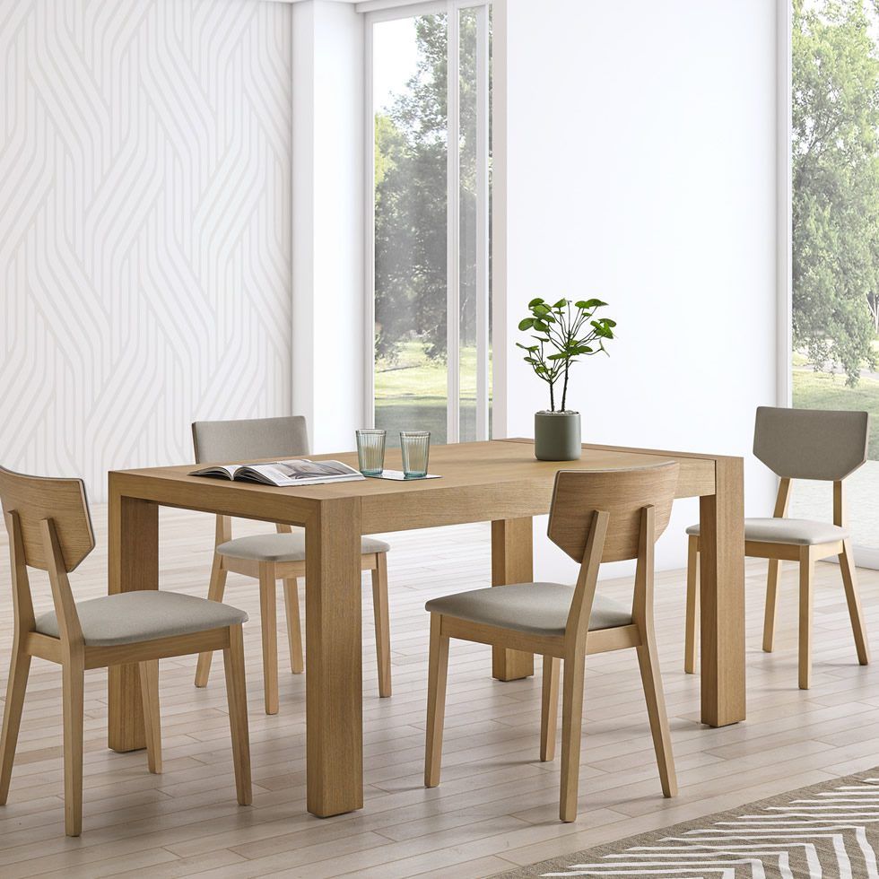 389 FANNIA MESA COMEDOR EXTENSIBLE CHAPA.980X980IMG ambiente mesa comedor rectangular extensible moderna fannia chapa natural cuadrada