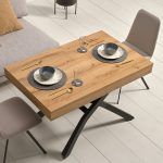 mesa elevable extensible helena comedor centro electrica chapa natural acero moderna salon