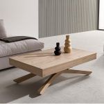 mesa helena elevable extensible comedor centro chapa natural acero moderna salon electrica