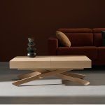 mesa centro comedor helena convertible elevable extensible moderna pemi chapa natural laca electrica