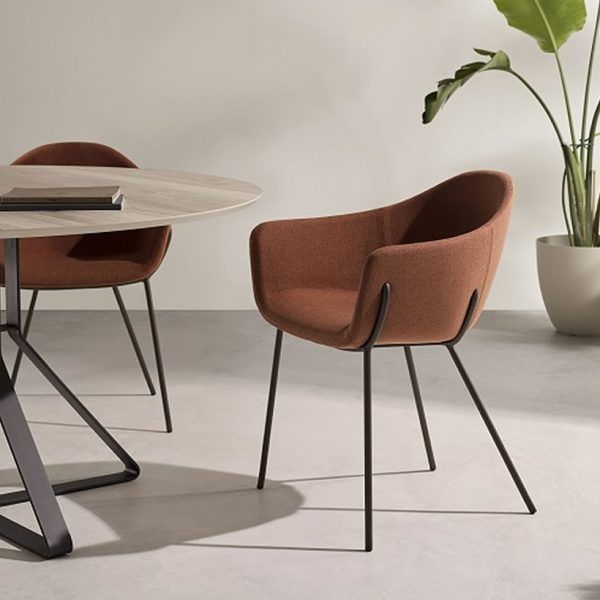 ambiente silla metalica tabula tapizada moderna vanguardista salon comedor contract